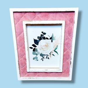 Ashland | 5 x 7 Distressed Pink&White Quilted Tabletop Photo Frame Decor | NEW |